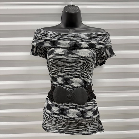 No Boundaries Off The Shoulder Aztec Print Tunic Top Belted Women S Small - Picture 5 of 6